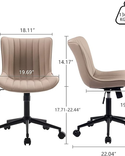 YOUNIKE Office Chair Swivel Desk Chair Upholstered Faux Leather Height Adjustable with Wheels Computer Task Chair Modern Rolling Armless Ergonomic High Back, Khaki, Loads 300 lbs - LeafyLoom