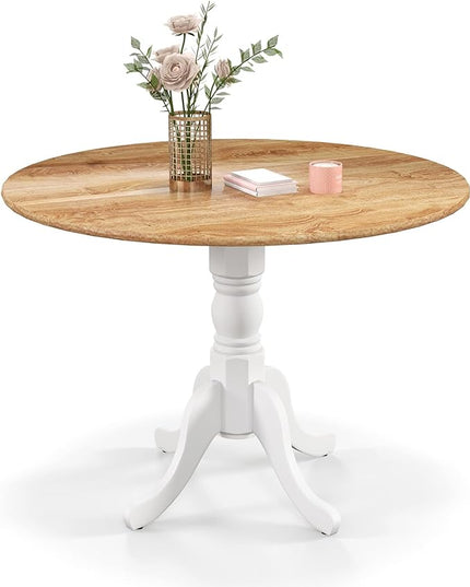 Round Dining Table, Natural - LeafyLoom