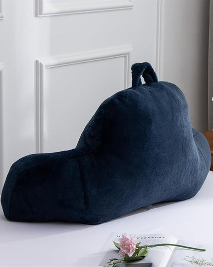 Aimuan Reading Pillow Bed Rest Wedge Large Adult Backrest Pillow with Arms Back Support for Sitting Up in Bed Cushion Incline Rest Sleeping Snoring Pillow, Dark Blue Large - LeafyLoom