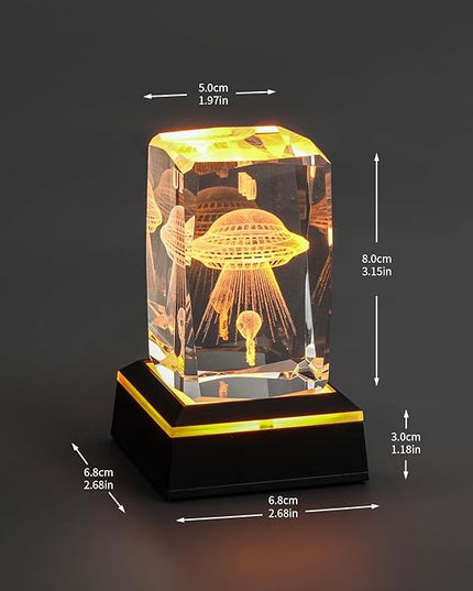 Glass Paperweight,K9 Crystal Cube with Changeable 7-Color Changing Lamp,Nice Birthday Gifts,Decent Ornament in Home and Office - LeafyLoom