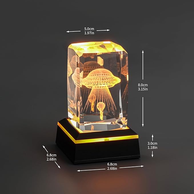 Glass Paperweight,K9 Crystal Cube with Changeable 7-Color Changing Lamp,Nice Birthday Gifts,Decent Ornament in Home and Office - LeafyLoom