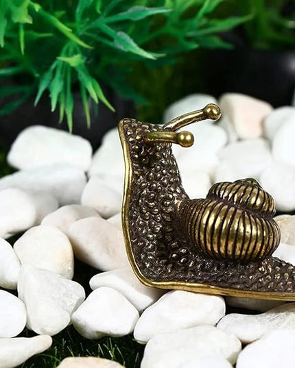 Vintage Solid Brass Small Snail Figurine - Cute Desk Decor for Collectors - Perfect Office or Home Accent(Small Snail) - LeafyLoom