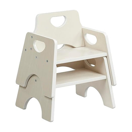 ECR4Kids Stackable Wooden Toddler Chair, 6in, Kids Furniture, White Wash, 2-Pack - LeafyLoom