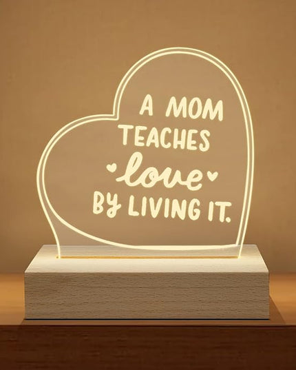 Wood LED Display Base with Acrylic Sheet, Mom Gifts from Daughter Son Led Acrylic Light Base Wood Display LED Stand - LeafyLoom