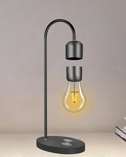 Magnetic Levitating Lamp with Wireless Phone Charger Floating Levitation Light Bulb Magnetic Table LED Night Light Bedroom Home Decoration Family Christmas Gift - LeafyLoom