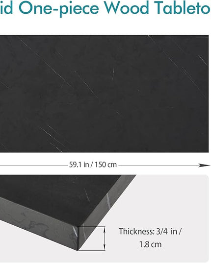 Kaboon Universal Tabletop 59.1"x23.62", Solid One-Piece Melamine Table Top, Double Desk L-Desk DIY, Home and Office Countertop, Cloud Atlas/Black Marble - LeafyLoom