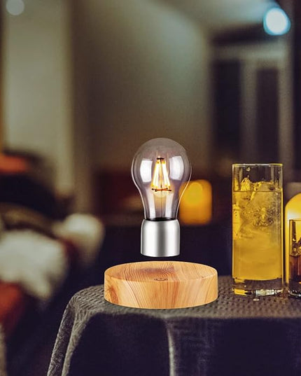 Magnetic Levitating Light Bulb Lamp, 360 Degree Rotating Floating Bulb Desk Lamp, Magnetic Levitation Bulb Night Lights, Cool Gifts, Room Office Decorative Lamp (Yellow) - LeafyLoom