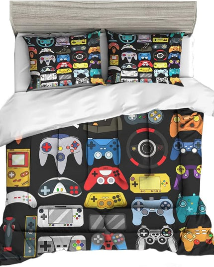 Sunnycitron Gamer Comforter Set for Boys Bedding Gaming Comforter Sets for Boys Gamer Bedding Sets Boys Comforter Sets Full Size Bed Set Teen Boy Room Decor,1 Comforter 2 Pillowcases - LeafyLoom