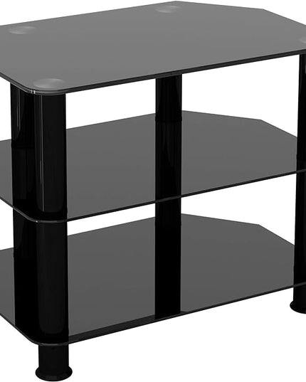 AVF SDC600BB-A TV Stand for TVs UP to 32-inch, Black Glass, Black Legs - LeafyLoom