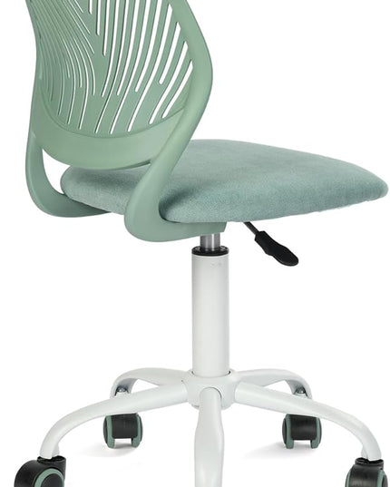 FurnitureR Writing Task Chair for Teens Boys Girls 360 Rolling Wheels Fabric Soft Pad Seat Breathable Backrest, Height Adjustable Liftup 29.5"-34.3", Morandi AQUA - LeafyLoom