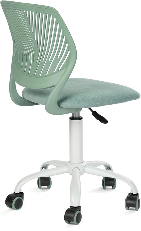 FurnitureR Writing Task Chair for Teens Boys Girls 360 Rolling Wheels Fabric Soft Pad Seat Breathable Backrest, Height Adjustable Liftup 29.5"-34.3", Morandi AQUA - LeafyLoom