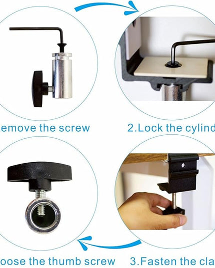 Heavy Duty Replacement Clamp for 1/2” Base Magnifying Lamp，Desk Lamp，Magnify Lamp，Swing Arm Lamp，Mic Microphone Suspension Boom Scissor Mount(Black) - LeafyLoom
