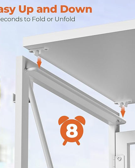 Folding Desk, Small Foldable Desk 31.5 Inch for Small Space, Computer Table Home Office Writing Desk with Storage Bag Headphone Hook, Easy Assembly, White - LeafyLoom