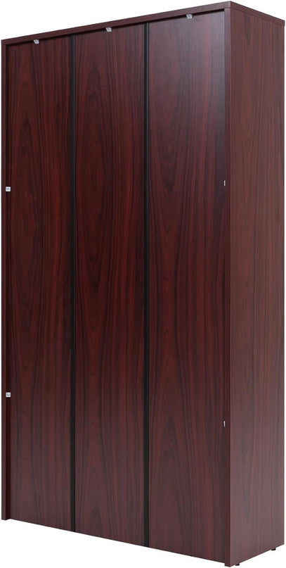 STARY 5 Shelf Mahogany Bookcase 60 inch Tall Wood Bookshelf for Bedroom - LeafyLoom