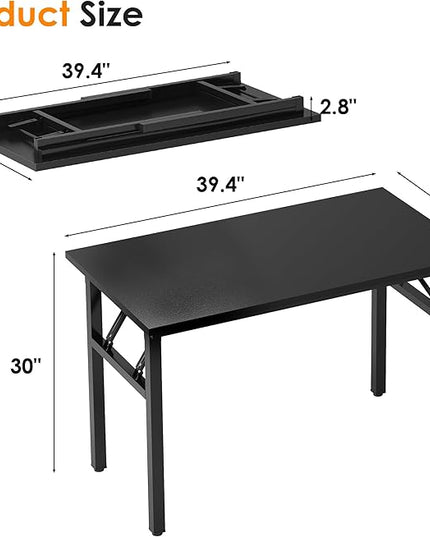 Need 39.4 inches Computer Desk for Small Space Small Folding Table Small Writing Desk Compact Desk Foldable Desk with BIFMA Certification, No Install Needed, Black - LeafyLoom