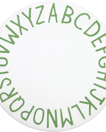 Topotdor Round Kids Play Rug Alphabet Nursery Area Rug Extra Large Soft Crawling Play Mat for Children Toddlers Bedroom (47 inch, Green/White) - LeafyLoom
