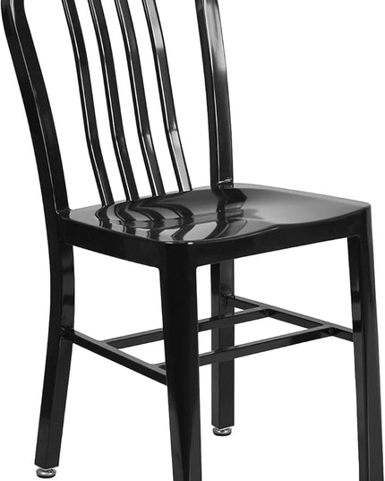 Flash Furniture Commercial Grade Black Metal Indoor-Outdoor Chair - LeafyLoom