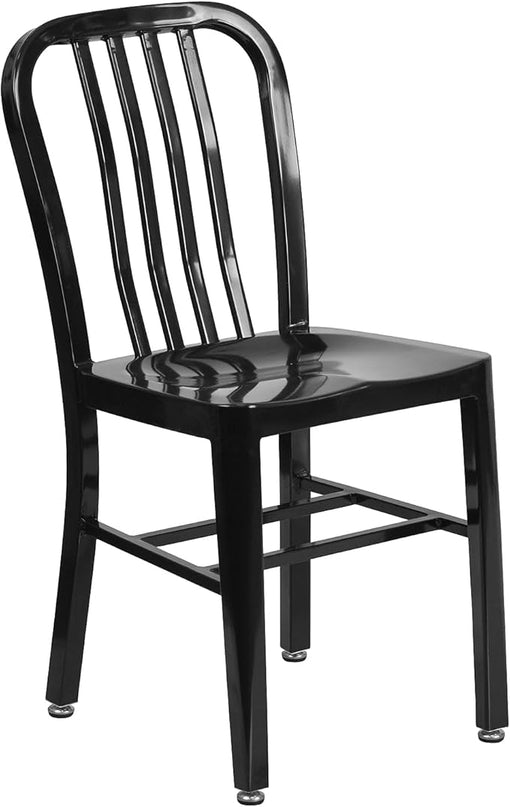 Flash Furniture Commercial Grade Black Metal Indoor-Outdoor Chair - LeafyLoom