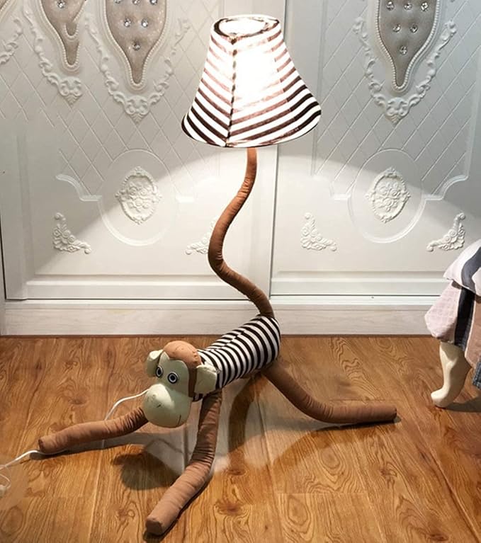 Floor Lamp by Cozylight, Brown Monkey Design 50 Inch Modern Floor Lamp for Bedroom, Hand-Stitched Toy Standing Lamp for Living Room, Kids Floor lamp Come with an LED Bulb - LeafyLoom