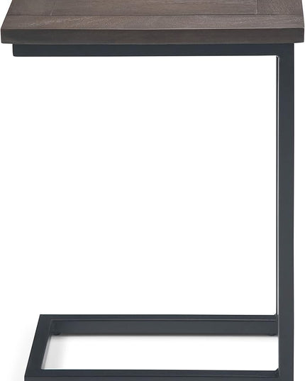 SIMPLIHOME Skyler SOLID MANGO WOOD and Metal 18 Inch Wide Rectangle C Side Table in Walnut Brown, Fully Assembled, For the Living Room and Bedroom - LeafyLoom