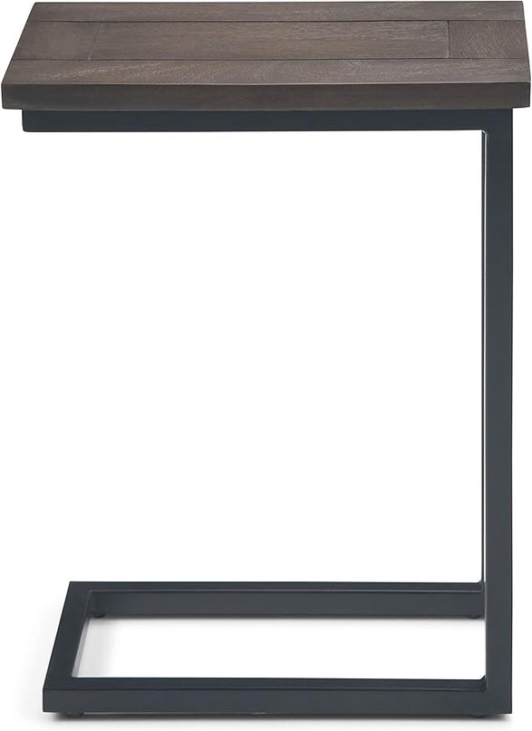 SIMPLIHOME Skyler SOLID MANGO WOOD and Metal 18 Inch Wide Rectangle C Side Table in Walnut Brown, Fully Assembled, For the Living Room and Bedroom - LeafyLoom