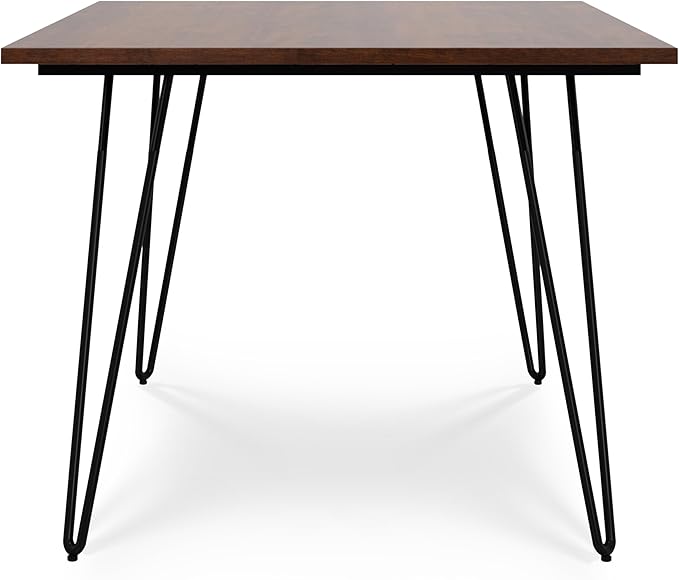 SIMPLIHOME Hunter SOLID MANGO WOOD and Metal Rectangle Industrial Table for The Dining Room, 66 inch, Umber Brown - LeafyLoom