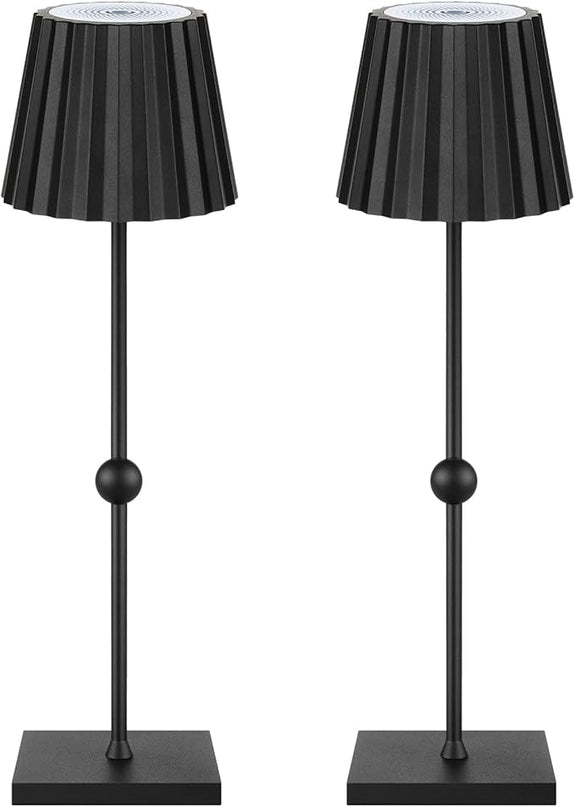 GGOYING Set of 2 Cordless Table Lamp, Dimmable Rechargeable Night Light with 5200mAh Battery 3 Color Temperature,Portable LED Lamp for Couple Dinner Pation - LeafyLoom
