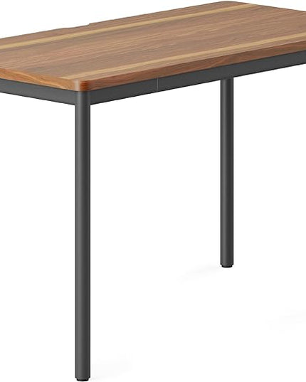 Branch Daily Desk - Functional At Home Office Desk with Effortless Assembly, Timeless Design, Rounded Corners, and Built-in Cable Notch - 48” W x 28.5” H x 24” D - Walnut Work Table - LeafyLoom
