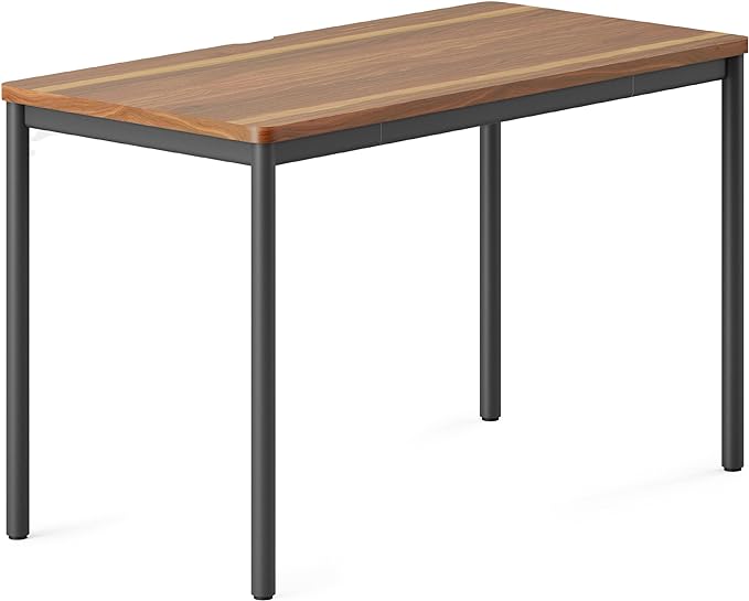 Branch Daily Desk - Functional At Home Office Desk with Effortless Assembly, Timeless Design, Rounded Corners, and Built-in Cable Notch - 48” W x 28.5” H x 24” D - Walnut Work Table - LeafyLoom