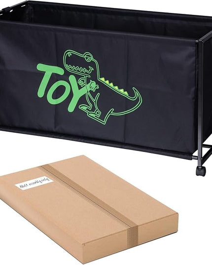 MISSLO Large Toy Box with Wheels Big Toy Chest for Kids Organizer Toy Storage Bin, 124L, Black - LeafyLoom