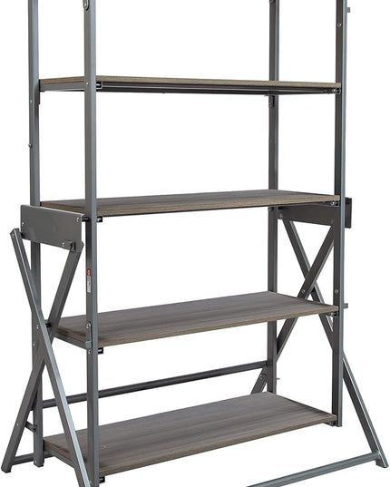 Origami Modern 2 in 1 Shelf to Table Style, Organizer Deco Rack Magically Turn to a Table/Desk in a Second,Fully Assembled, Platinum/Gray US Patent Pending (STT-PLAGRY) - LeafyLoom