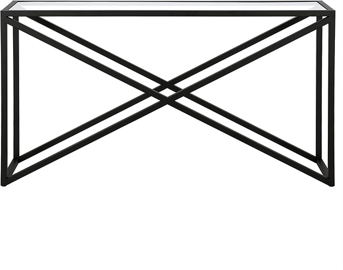 Calix 55'' Wide Rectangular Console Table in Blackened Bronze - LeafyLoom