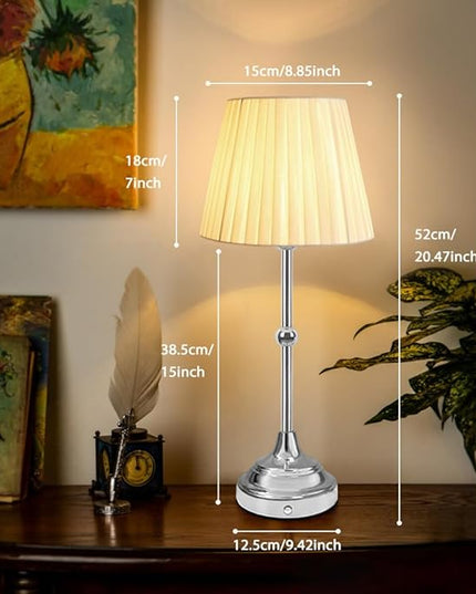 Portable LED Table Lamp with Touch Sensor, 3-Levels Brightness Metal Desk Lamp, Built-in Rechargeable Battery, Night Light, Bedside Lamp,Dining Room Lamp (Silver) - LeafyLoom