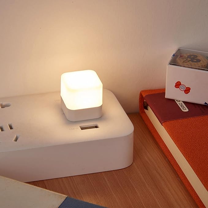 Mini USB Night Lights，Plug in LED Bulb，Flexible Ambient Light ，Emergency Lighting，Compact，Ideal for Bedroom，Bathroom，Nursery，Hallway，Outdoor Camping，Reading（Combination）(8 Pack,Warm White) - LeafyLoom
