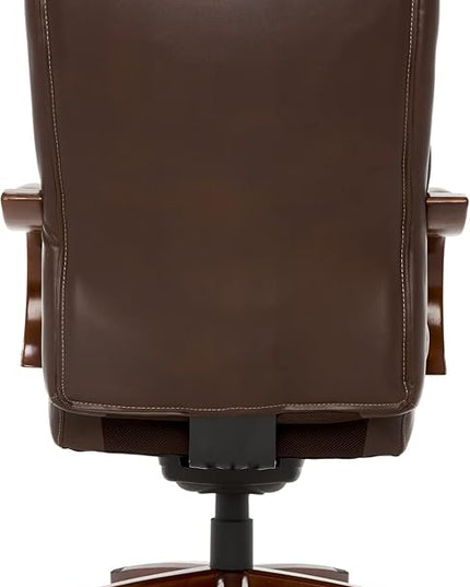 La-Z-Boy Delano Big & Tall Executive Office Chair, High Back Ergonomic Lumbar Support, Bonded Leather, Brown - LeafyLoom