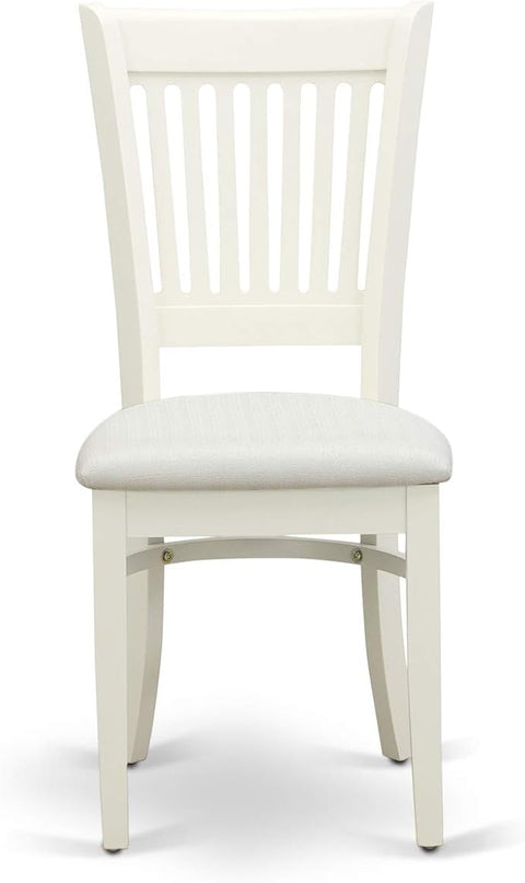East West Furniture ANVA5-LWH-C 5 Piece Dining Room Table Set Includes a Round Kitchen Table with Pedestal and 4 Linen Fabric Upholstered Dining Chairs, 36x36 Inch, Linen White - LeafyLoom