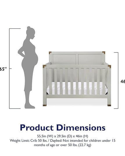 Baby Relax Miles 5-in-1 Convertible Crib for Nursery, Soft Gray - LeafyLoom