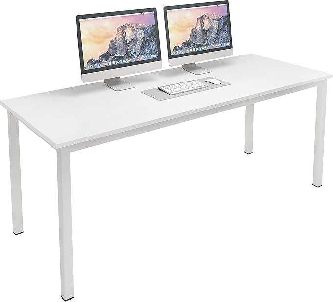 sogesfurniture Large Computer Desk, 62.9 inches Office Desk Computer Desk Gaming Desk Computer Table Sturdy Writing Workstation for Home Office, White - LeafyLoom