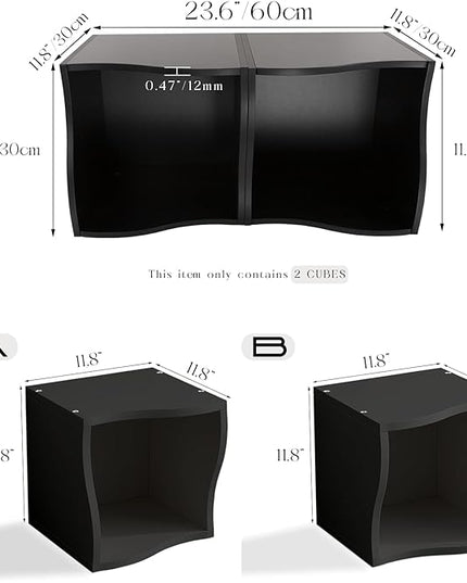 DIY Bookcase, 2 Cube Storage Organizer, Stackable Modular Book Shelf for Bedroom, Living Room, Office, Closet - LeafyLoom