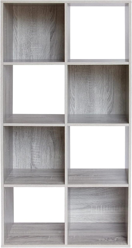 PACHIRA E-Commerce Cubby Storage Organizer, 8 Cube Unit Shelf, Closet Cabinet, DVD Rack Bookshelf File Organizer Rack in Study, each cube 28.5 cm, OAK GREY - LeafyLoom