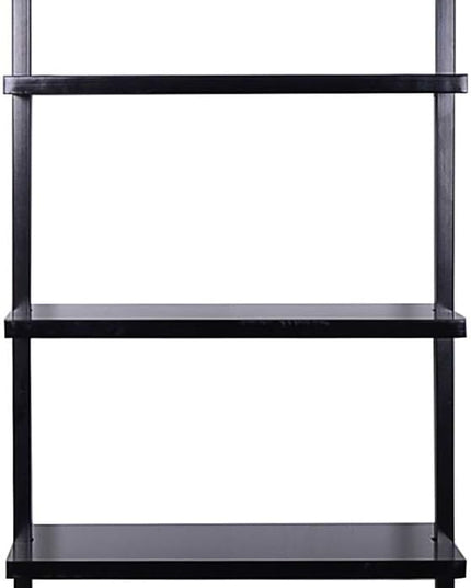 Nathan James Theo 5-Shelf Black Modern Bookcase, Open Wall Mount Ladder Bookshelf with Industrial Metal Frame - LeafyLoom