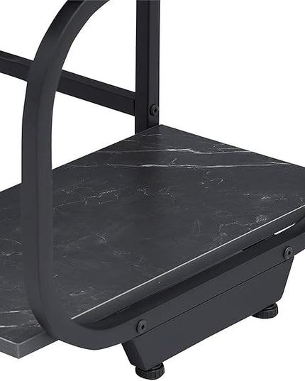 Anivia Gaming Computer Desk, Small Home Office Desk with 2 Storage Shelves, 47" Writing Desks Industrial Simple Style Wood Table Metal Frame for PC Laptop Notebook（Black） (47-B) - LeafyLoom