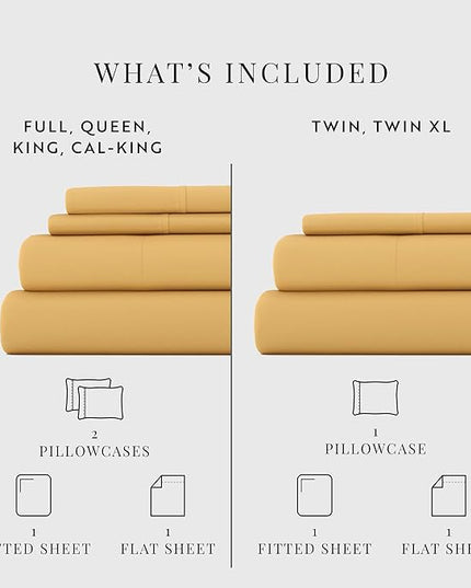 Linen Market Bed Sheets for Twin Size Bed (Gold) - Sleep Better Than Ever with These Soft and Cooling Twin Sheets - Deep Pocket Fits 16" Thick Beds - 3 Piece Twin Sheet Set - LeafyLoom