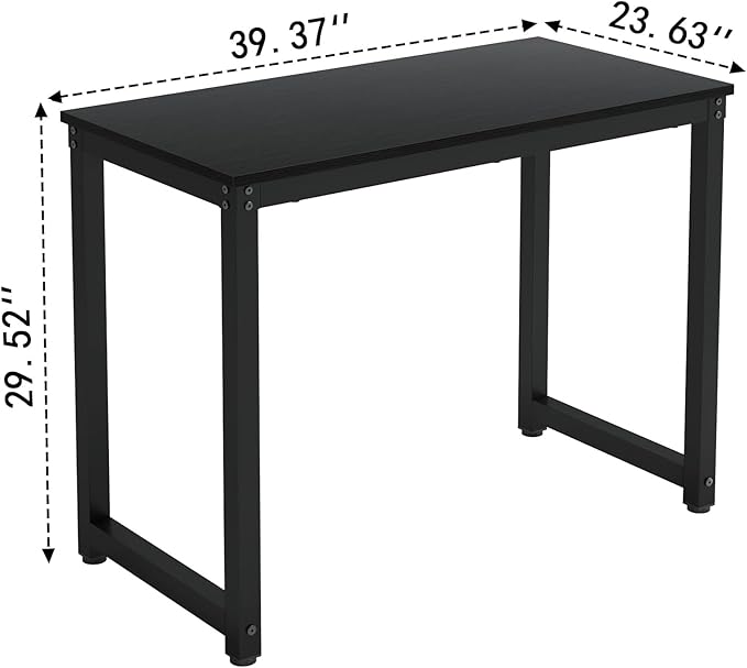 39 Inch Small Space Computer Desk, Home Office Desk, Heavy Duty Multipurpose Table, Study Desk Workstation, Black - LeafyLoom
