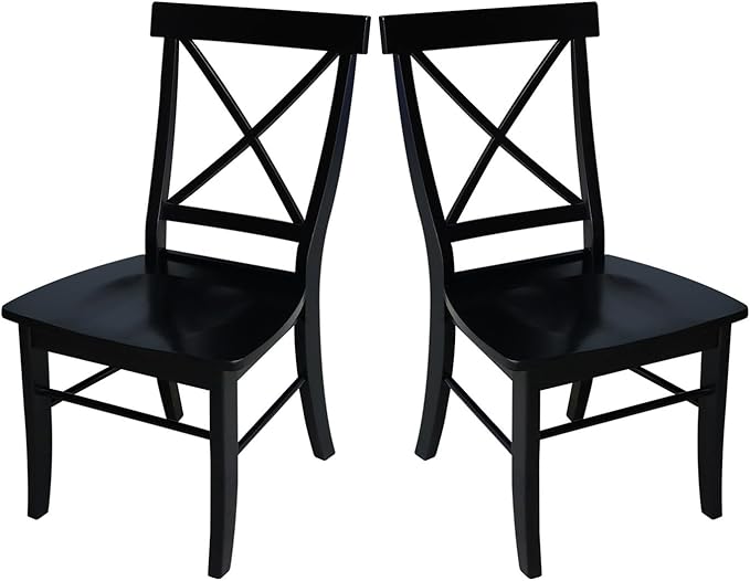 International Concepts Set of Two X-Back Dining Chair, Black - LeafyLoom