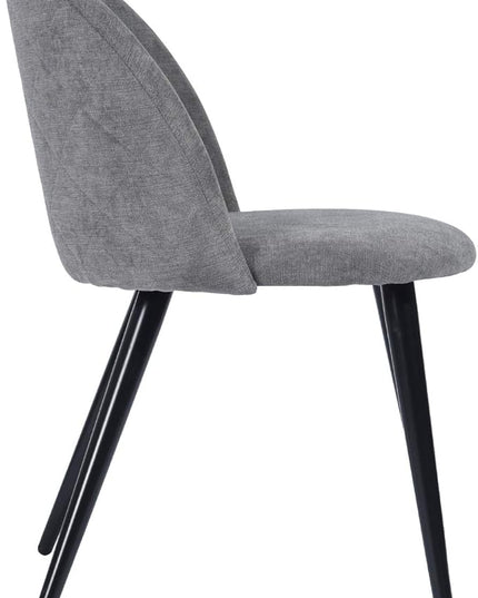 FurnitureR Upholstered Fabric Dining Chair Mid Back Armless with Wood Legs for Home Kitchen Bedroom Living Room, Set of 2, Grey - LeafyLoom