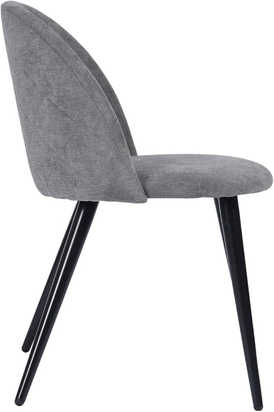 FurnitureR Upholstered Fabric Dining Chair Mid Back Armless with Wood Legs for Home Kitchen Bedroom Living Room, Set of 2, Grey - LeafyLoom