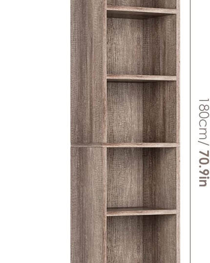 FOTOSOK 8-Tier Media Tower Rack, 11.6 X 9.3 X 70.9 Inches CD DVD Slim Storage Cabinet with Adjustable Shelves, Tall Narrow Bookcase Display Bookshelf for Home Office, Oak - LeafyLoom