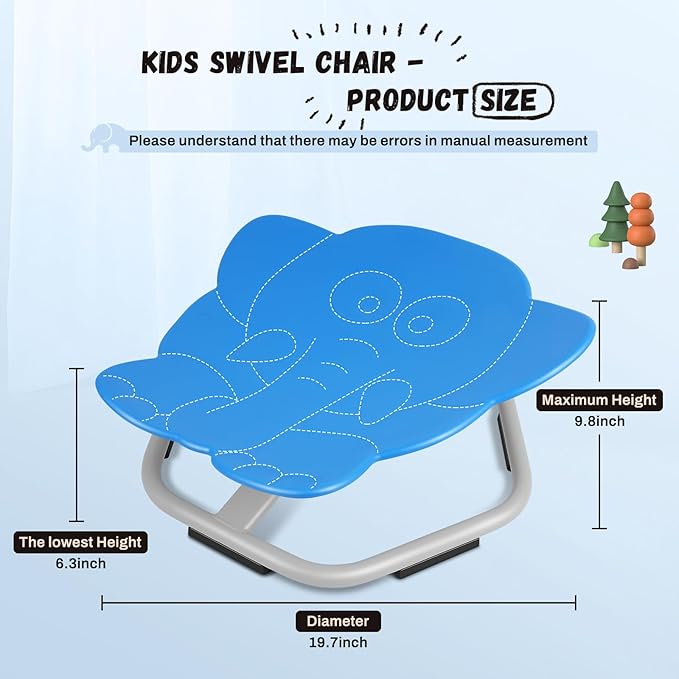 Elephant Kids Swivel Chair, Seat and Spinning Chair, Body Coordination Training Chair, Dark Blue Non Slip Sensory Toys 360° Spinning Chair for Autistic Kids Aged 3+, Improving Kid's Physical Fitness - LeafyLoom
