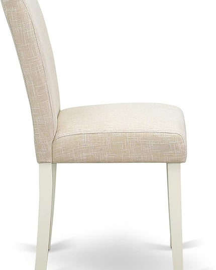 East West Furniture 1NDAB3-LWH-02 3 Piece Kitchen Set Contains a Rectangle Room Table with Dropleaf and 2 Light Beige Linen Fabric Parson Dining Chairs, 30x48 Inch - LeafyLoom